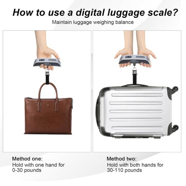 2-Pack Travel Digital Luggage Scale - Portable Luggage Scale -Luggage Scales for Suitcases - Ideal for Travel Scale Luggage Weight - 110LB/50KG, Includes Battery - Temperature Display Luggage Scale - Image 2