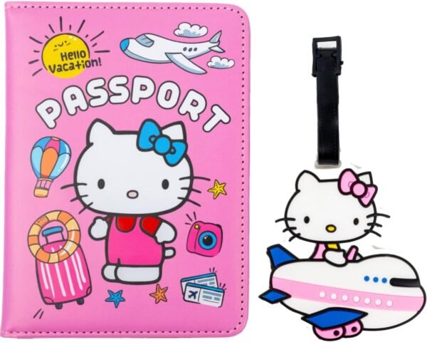 Kawaii Passport Holder with Luggage Tag, Cute Passport Cover set