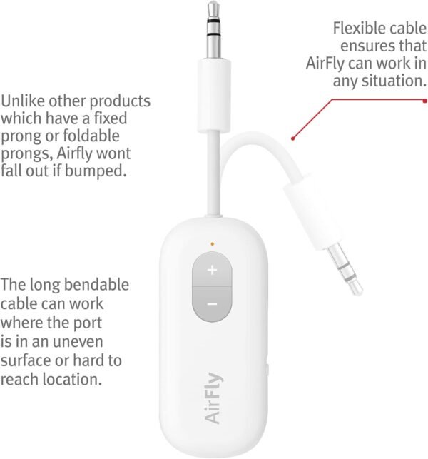 Twelve South AirFly SE Audio Streaming for TV/Airplane to Wireless Headphones – Wireless Adapter for AirPods, Airplane, Car, Gym, Home, Use with Any 3.5 mm Audio Jack - Image 5