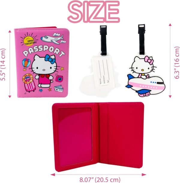 Kawaii Passport Holder with Luggage Tag, Cute Passport Cover set - Image 2