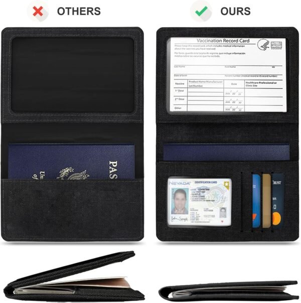 2 Pack Passport Cover With Card Slots RFID Blocking-White&Black - Image 4