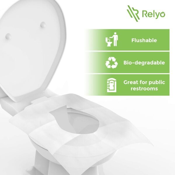 Toilet Seat Covers Paper Flushable (50 Pack) - XL for Adults and Kids Potty Training, 100% Biodegradable Travel Accessories Public Restrooms, Airplane, Camping - Image 2