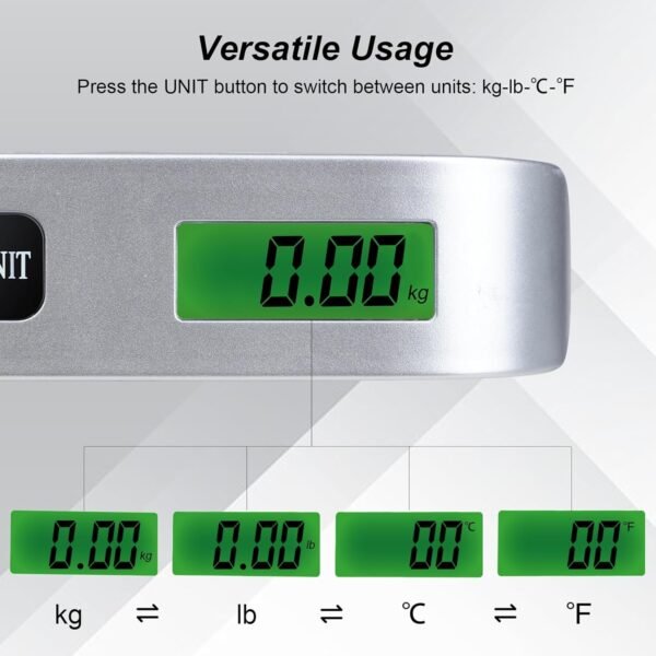 2-Pack Travel Digital Luggage Scale - Portable Luggage Scale -Luggage Scales for Suitcases - Ideal for Travel Scale Luggage Weight - 110LB/50KG, Includes Battery - Temperature Display Luggage Scale - Image 4