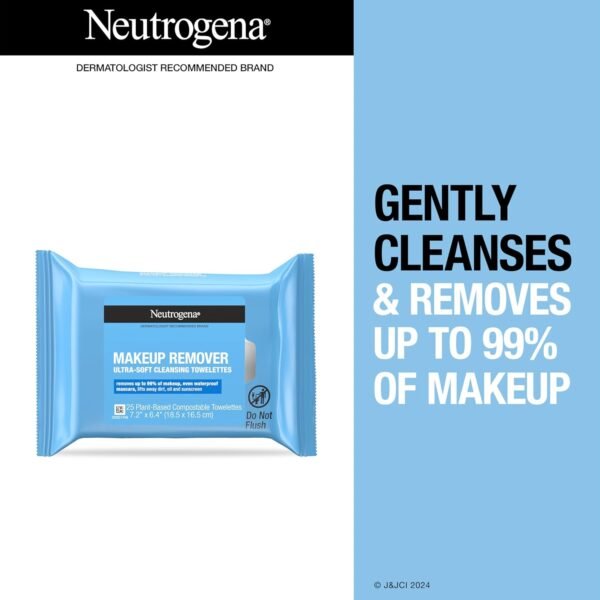 Neutrogena Makeup Remover Wipes, Individually Wrapped Daily Face Wipes for Waterproof Makeup, Travel & On-the-Go Singles, 20 Count - Image 2