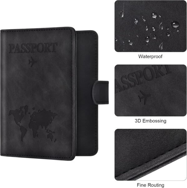 Eoehro Passport Holder for Travel Essentials, Passport Wallet Cover Case for Travel Must Haves Accessories,Passport Book Holders for Women and Men(black) - Image 5