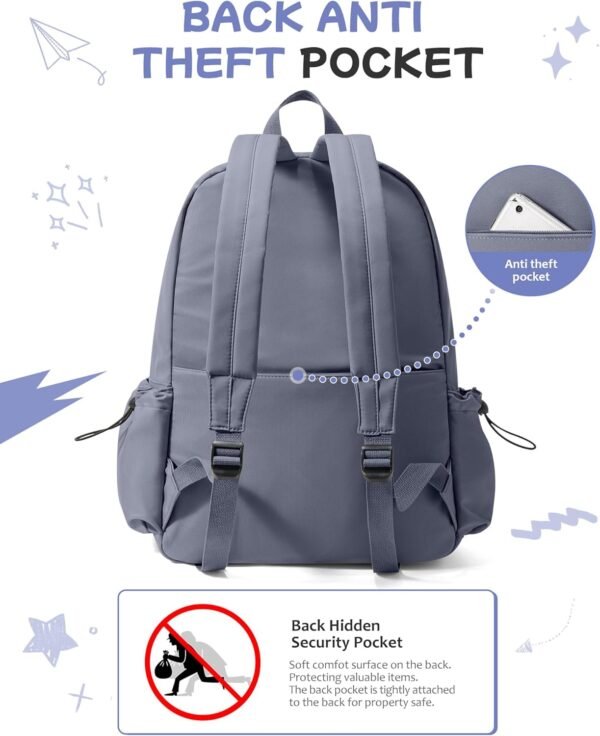 Blue Classic Basic Backpack for Women, Waterproof High School Bookbag, Lightweight Casual Travel Daypack, College Backpack Men, Middle School Bag for Girls Boys - Image 6