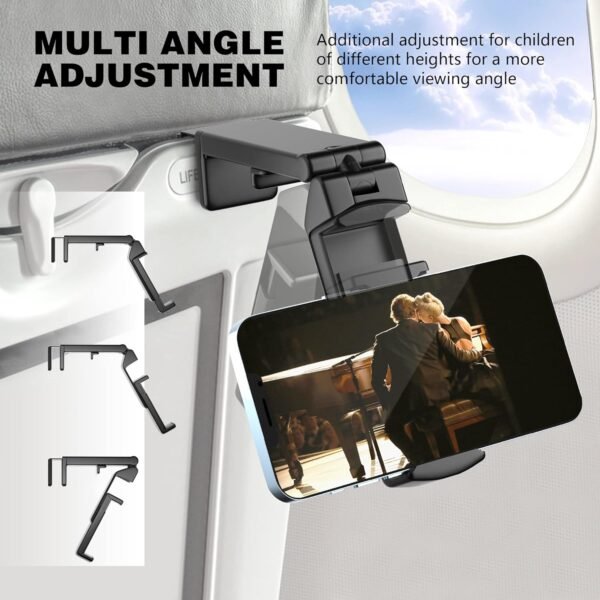 Perilogics Universal in Flight Airplane Phone Holder Mount. Hands Free Viewing with Multi-Directional Dual 360 Degree Rotation. Pocket Size Must Have Airplane Travel Essential Accessory for Flying - Image 4