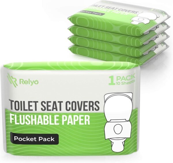 Toilet Seat Covers Paper Flushable (50 Pack) - XL for Adults and Kids Potty Training, 100% Biodegradable Travel Accessories Public Restrooms, Airplane, Camping