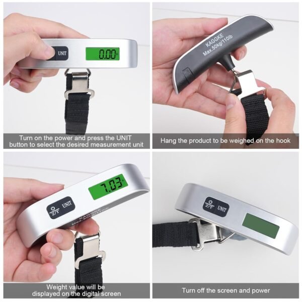 2-Pack Travel Digital Luggage Scale - Portable Luggage Scale -Luggage Scales for Suitcases - Ideal for Travel Scale Luggage Weight - 110LB/50KG, Includes Battery - Temperature Display Luggage Scale - Image 5