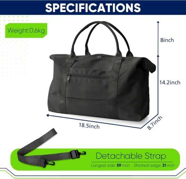 Travel Duffle Bag, Weekender Travel Bag Men Small Gym Bag for Women, Hospital Bag for Labor and Delivery, Overnight Bag Luggage Bag with Trolley Sleeve, Airplane Travel Essentials for Flying(Black) - Image 5