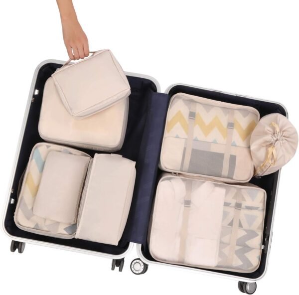 BAGAIL 8 Set Packing Cubes Luggage Packing Organizers for Travel Accessories-Cream - Image 5