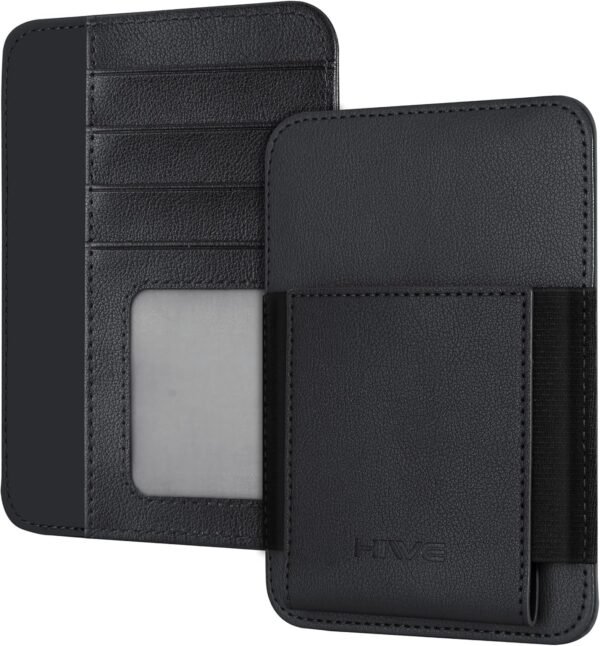 HiWe Passport Holder, Minimalist Leather Passport Card Wallet for Men & Women, RFID-Blocking, 4 Card Slots, 1 Side Pocket, ID Window, Black