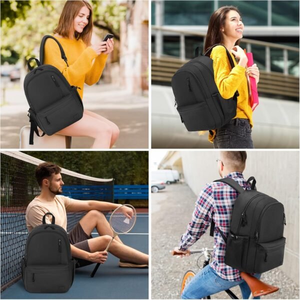 Black Backpack for School, Lightweight Teens Bookbag for Girls Boys Middle School High School,15.6in Laptop Bag for College Student Men Women - Image 7