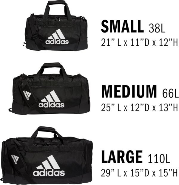 adidas Unisex Adult Defender 4.0 Duffel, Durable Athletic Sports Gym Travel Bag for Men and Women, Black/White, Medium (66L) - Image 6