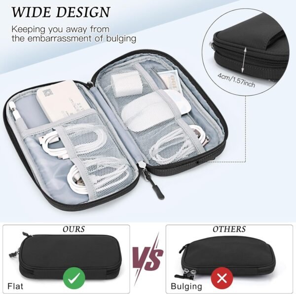 FYY Travel Cable Organizer Pouch - Enlarge Electronic Organizer Carry Case Portable Waterproof All-in-One Electronic Accessories Storage Bag for Cord, Charger, Phone, Earphone, Black - Image 3