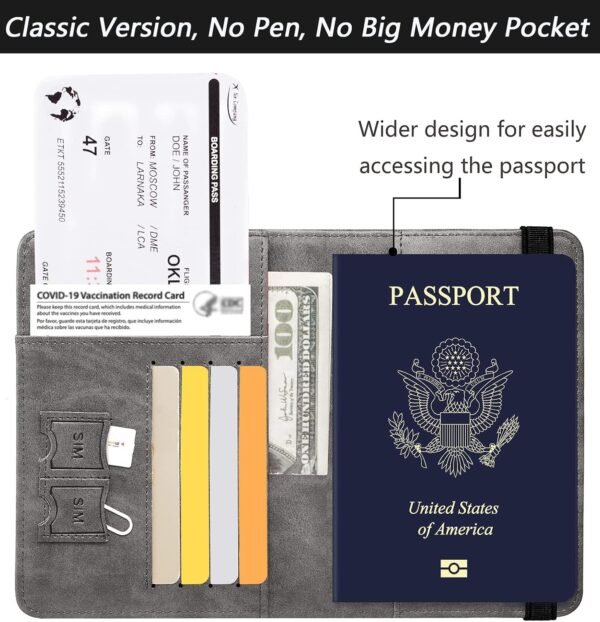 Passport Holder Cover Wallet Travel Essentials RFID Blocking Leather Card Case International Travel Must Haves Travel Accessories for Women Men(101#Coffee Grey) - Image 3