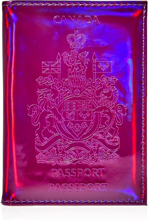 Chrome Passport Cover Vaccine Card Holder Combo Canada, Passport Holder with Vaccine Card Slot (Pink)