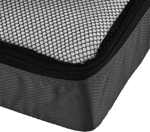 Amazon Basics Lightweight Packing Cubes for Travel, 4 Piece Set With Double Zipper Pulls and Mesh Top Panel, 100% Durable Polyester, Medium, Black - Image 6