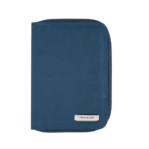 Travelon RFID Blocking Passport Zip Wallet, Ocean, 4.5"x 6"x 0.75"