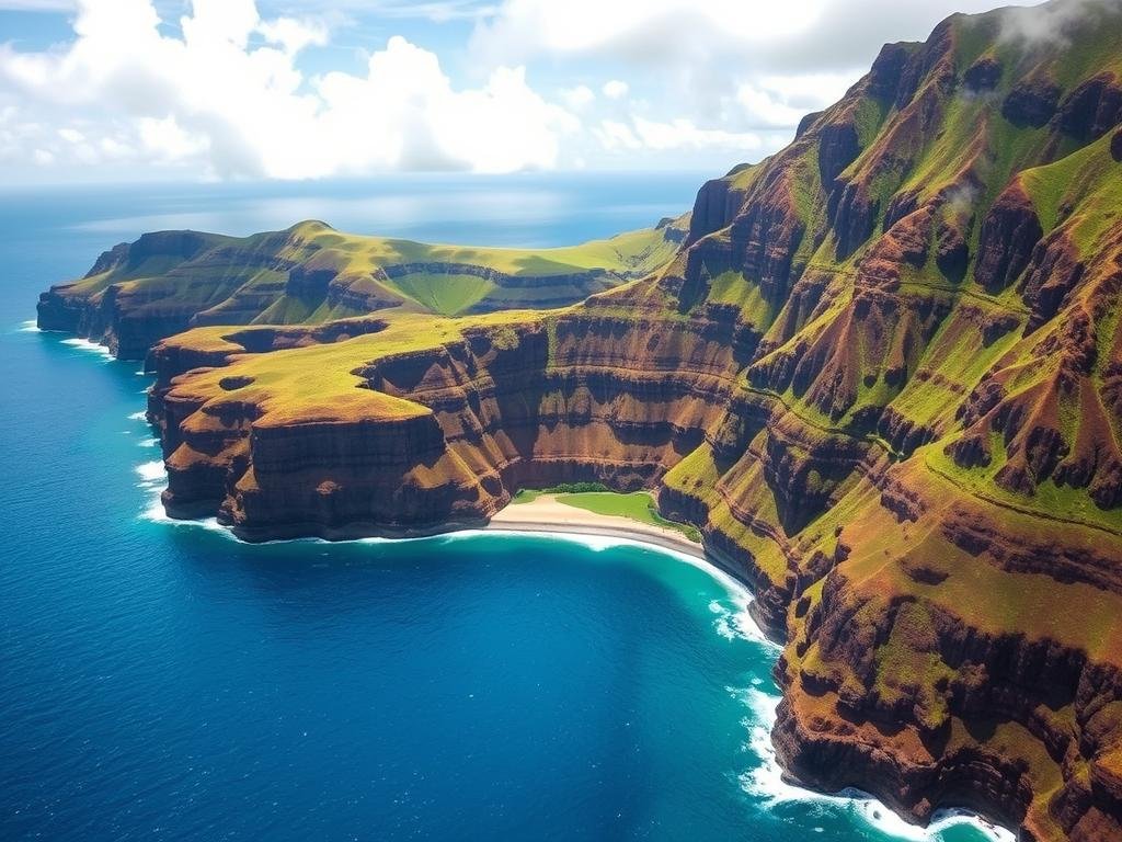 Kalaupapa Peninsula on Molokai with dramatic sea cliffs, Hawaii Travel Guide remote beauty