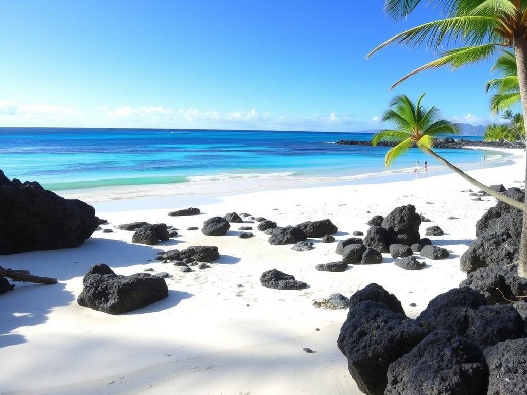 Makalawena Beach on the Big Island with pristine white sand and turquoise waters, Hawaii Travel Guide secluded beach