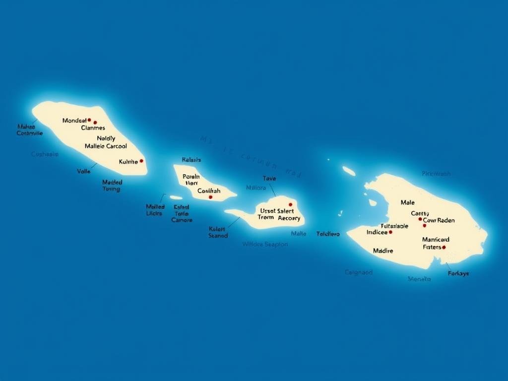 Map of Maldives showing the main atolls and islands