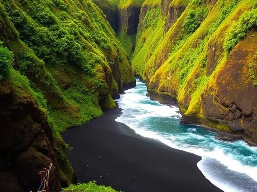 Secluded Pololu Valley on the Big Island with black sand beach and dramatic cliffs, Hawaii Travel Guide hiking destination