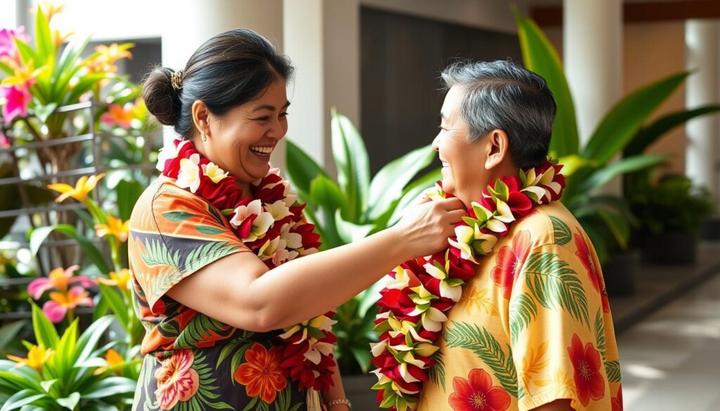 Traditional Hawaiian lei greeting ceremony, Hawaii Travel Guide cultural experience